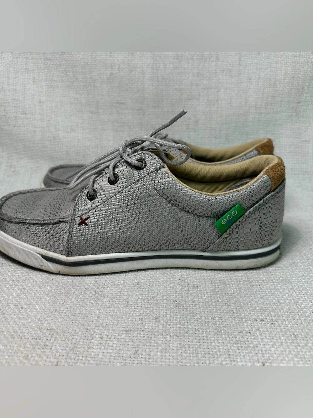 Twisted X Work Boat Shoes Mens 8M Gray Canvas Slip Resistant Casual Loafers